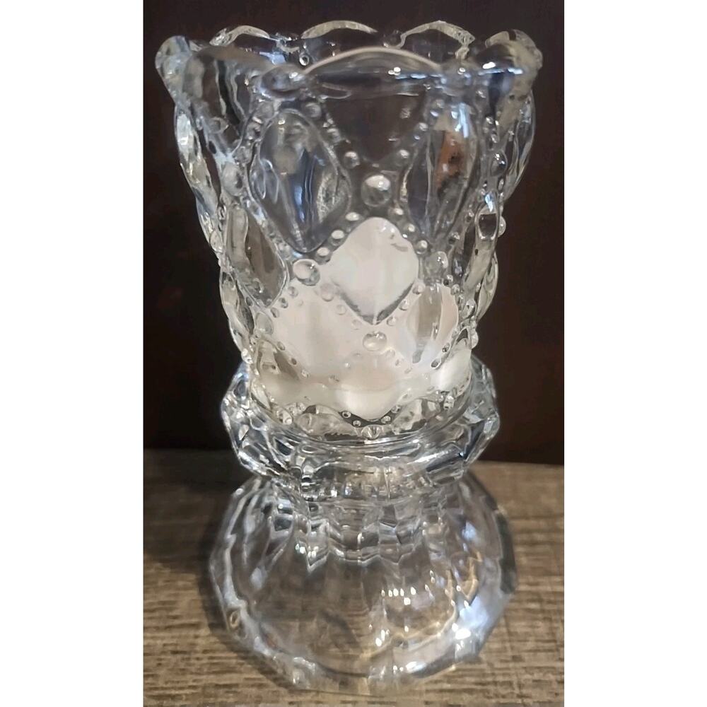 Fairy Angel Glass Clear Lamp Tealight Votive Candle Holder 2 Pc Chunky Crystal